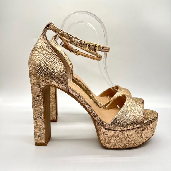 Chinese Laundry 10M‎ Asher Metallic Gold Platforms Heels Dress Sandals Shoes - Picture 1 of 14